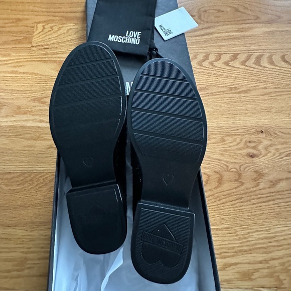 Love Moschino NIB Glitter Nero Taglia Chunky Loafers (38) - Picture 12 of 14